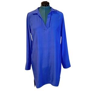 Revolve Amanda Uprichard Silk Tunic Dress Blue Size Large Mob Wife Capsule Lux